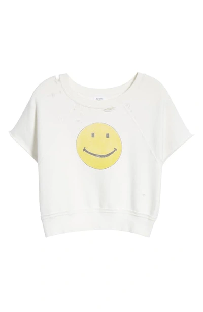 Shop Re/done Smiley Raw Sweatshirt In Off-white