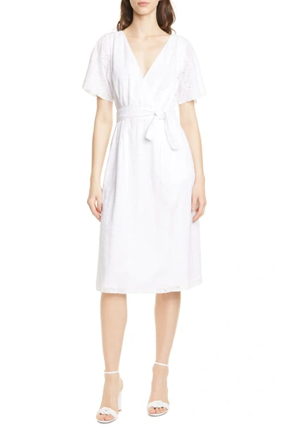 Shop Joie Azariah Eyelet Wrap Dress In Clean White