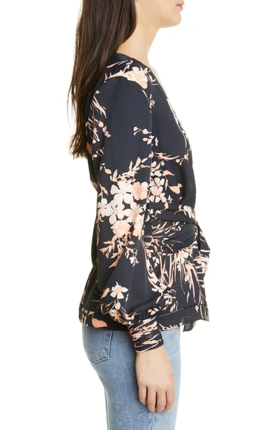 Shop Joie Arin Floral Wrap Blouse In Caviar