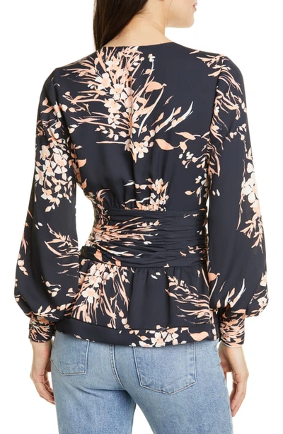 Shop Joie Arin Floral Wrap Blouse In Caviar