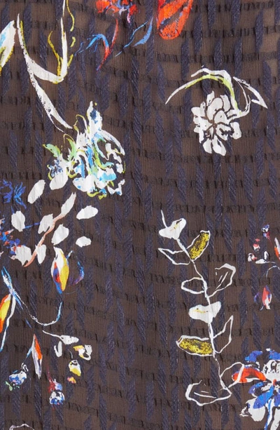 Shop Tanya Taylor Layla Sheer Silk & Cotton Blouse In Pencil Floral/ Navy