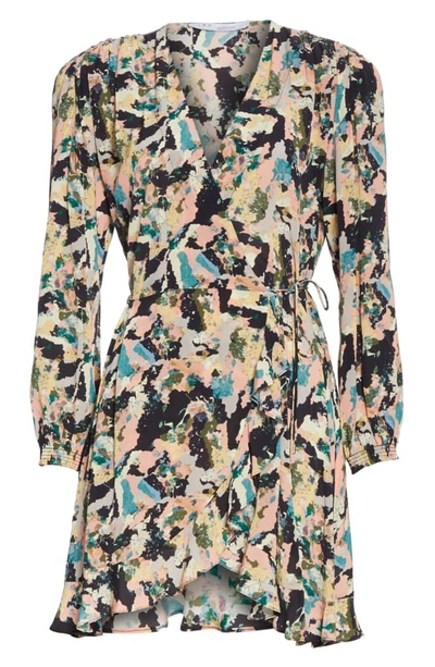 Shop Iro Bloomy Long Sleeve Wrap Minidress In Green