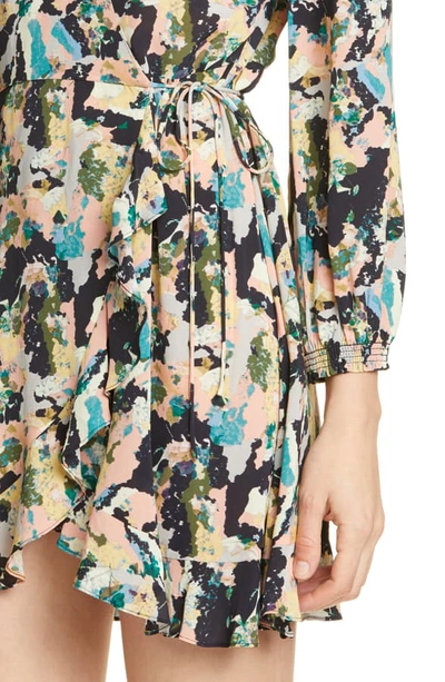 Shop Iro Bloomy Long Sleeve Wrap Minidress In Green