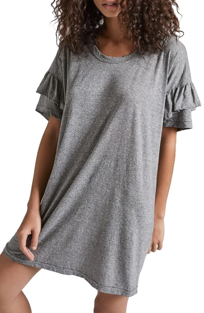 Shop Current Elliott Ruffle Roadie T-shirt Dress In Heather Grey