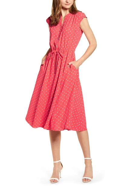 Shop Anne Klein Dot Print A-line Dress In Cape Cod/ Anne White