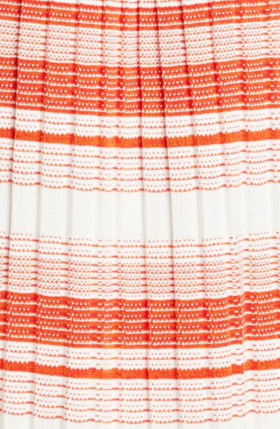 Shop Kate Spade Stripe Knit Pleated Dress In Traffic Orange