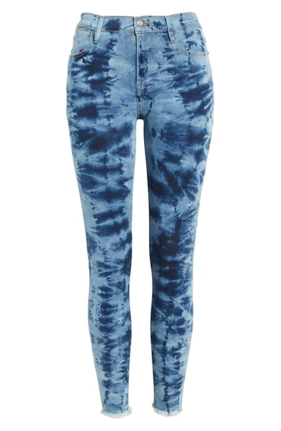 Shop Frame Tie Dye High Waist Raw Hem Ankle Skinny Jeans In Gaze