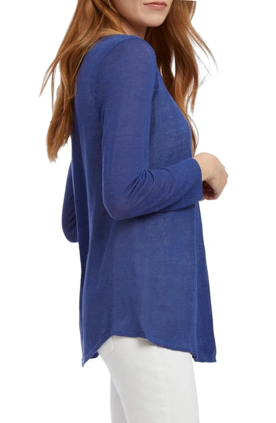 Shop Nic + Zoe Carefree Linen Blend Cardigan In Washed Cobalt