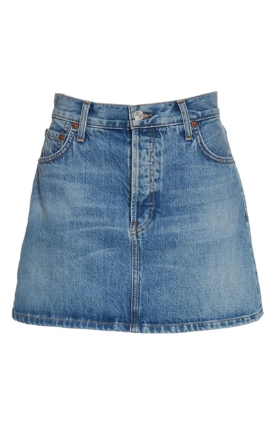 Shop Re/done '60s Denim Miniskirt In Medium Stone