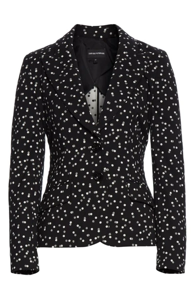 Shop Emporio Armani Polka Dot Jacquard Jacket In Black/ White