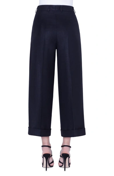 Shop Akris Fira Pleated Wide Leg Crop Pants In Black