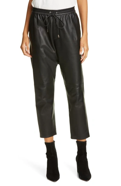 Shop Nili Lotan Monaco Crop Leather Pants In Black