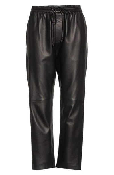Shop Nili Lotan Monaco Crop Leather Pants In Black