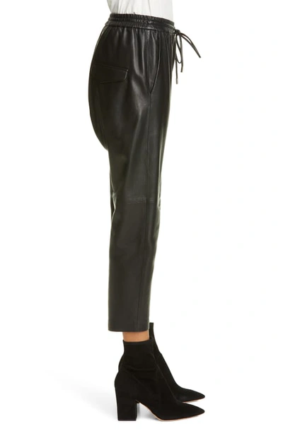 Shop Nili Lotan Monaco Crop Leather Pants In Black