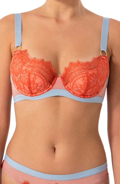 Shop Dora Larsen Ingrid Underwire Half Cup Bra In Rust