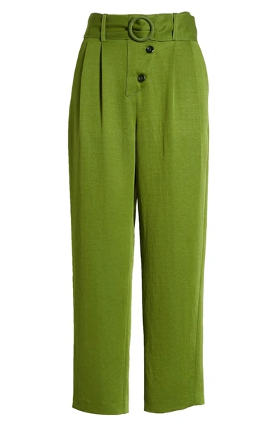 Shop J.o.a. Belted Crop Pants In Moss