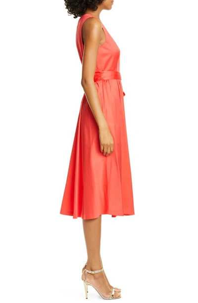 Shop Ted Baker Ryylie Button-up Tie Front Cotton Midi Dress In Bright Red