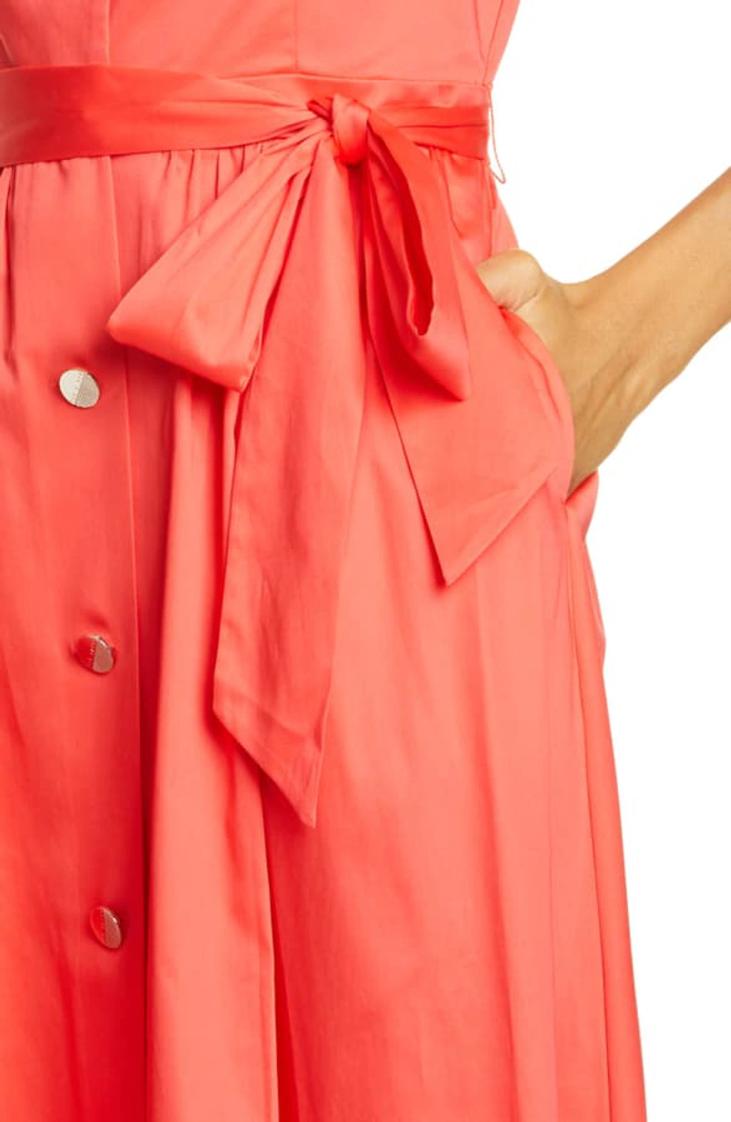 Ted Baker Ryylie Button up Tie Front Cotton Midi Dress In Bright Red ModeSens
