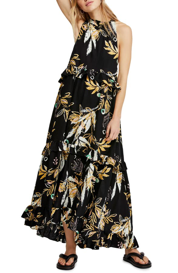 leach botanical print maxi dress