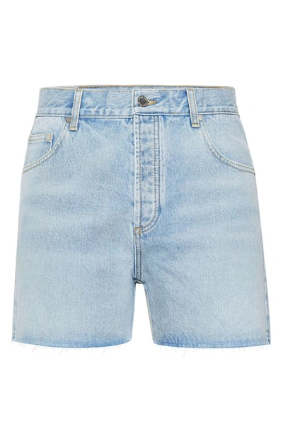 Shop Anine Bing Bonnie Raw Hem Cutoff Denim Shorts In Blue