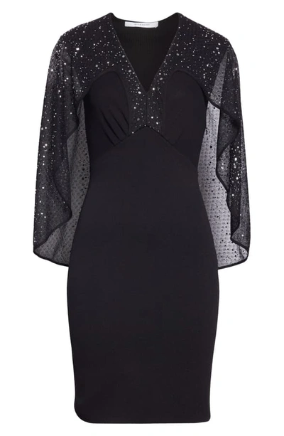 Shop Givenchy Embellished Cape Knit Sheath Dress In Black