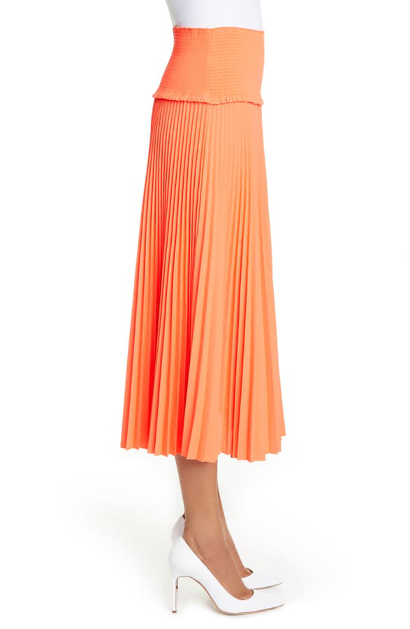 A.l.c Hendrin Pleated A-line Midi Skirt In Neon Orange | ModeSens