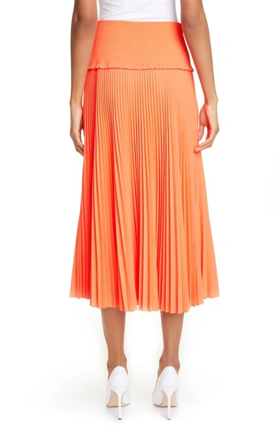 Shop A.l.c Hendrin Pleated A-line Midi Skirt In Neon Orange