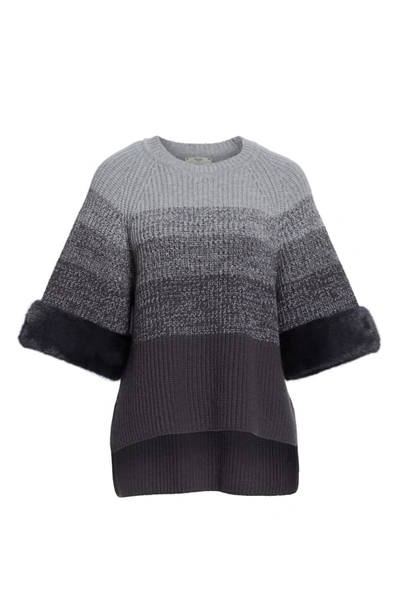 Shop Fendi Degrade Wool & Cashmere Sweater With Genuine Mink Fur Cuffs In Grey