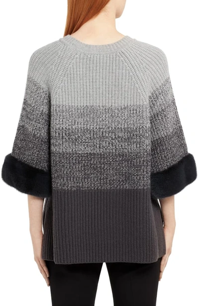 Shop Fendi Degrade Wool & Cashmere Sweater With Genuine Mink Fur Cuffs In Grey