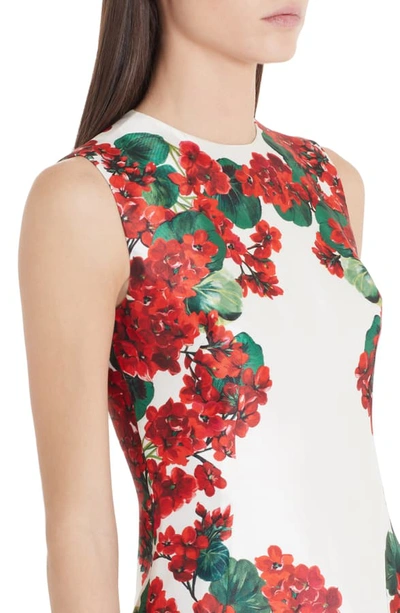 Shop Dolce & Gabbana Geranium Print A-line Silk Minidress In Red