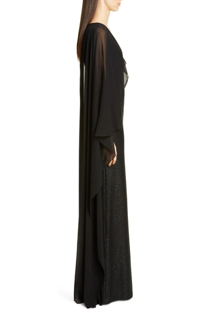 Shop St John Sculpted Sequin Tuck Knit Gown In Caviar