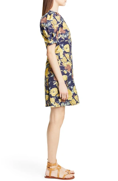 Shop Sea Ella Floral Puff Sleeve Minidress In Yellow Multi