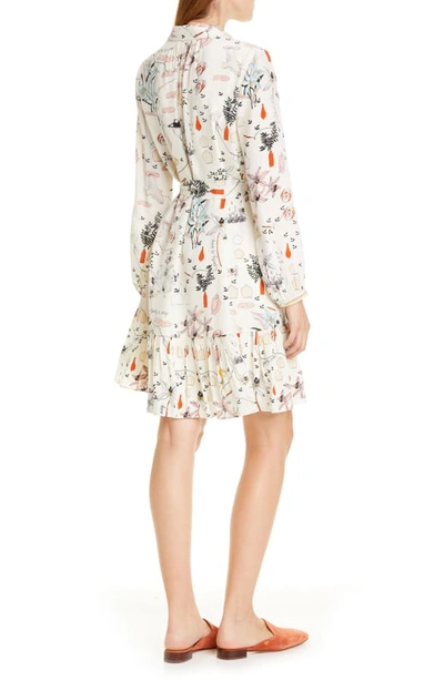 Shop Tory Burch Cora Souvenir Print Long Sleeve Silk Shirtdress In Ivory Poetry Of Things