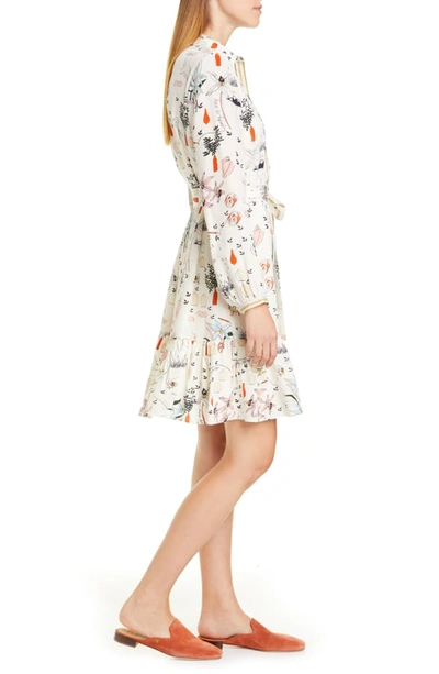 Shop Tory Burch Cora Souvenir Print Long Sleeve Silk Shirtdress In Ivory Poetry Of Things