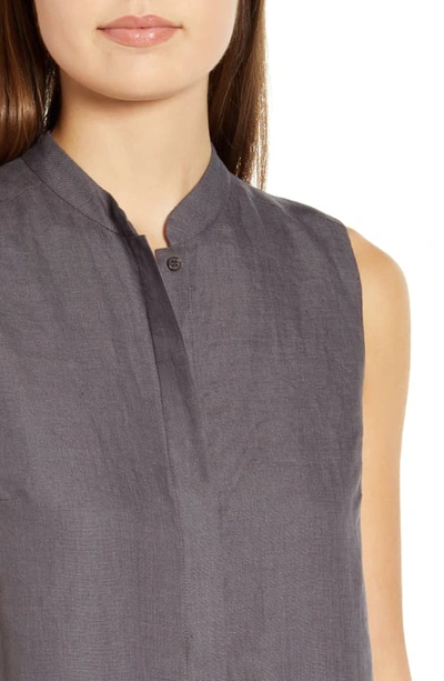 Shop Anne Klein Trapeze Linen Shirtdress In Nantucket Grey