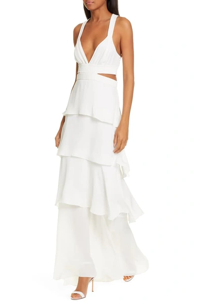 Shop A.l.c Lita Ruffle Silk Maxi Dress In Eggshell