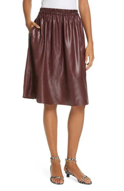 Shop Tibi Liquid Drape Skirt In Burgundy