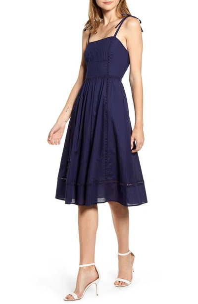 Shop Anne Klein Embroidered Fit & Flare Dress In Eclipse