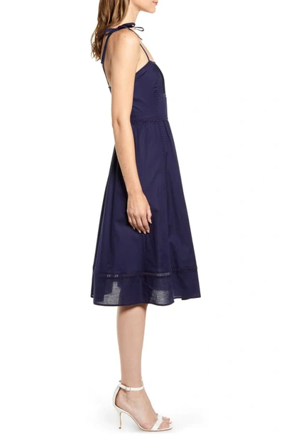 Shop Anne Klein Embroidered Fit & Flare Dress In Eclipse