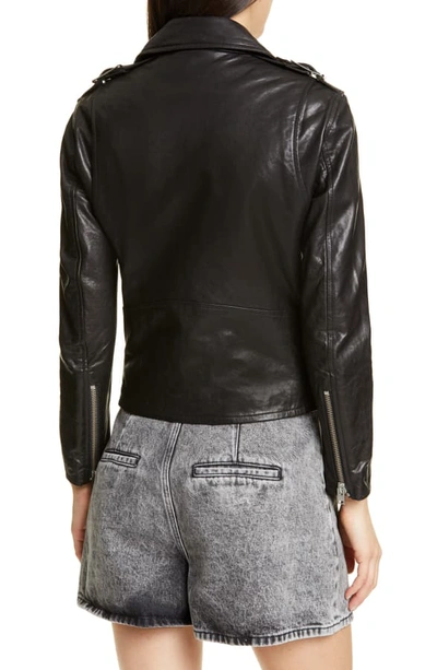 Shop Iro Anoh Leather Moto Jacket In Black