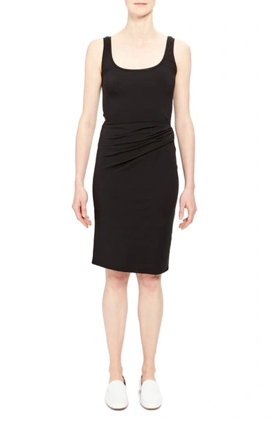 Shop Theory Rubric Ruched Stretch Jersey Tank Dress In Black