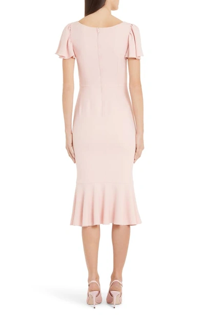 Shop Dolce & Gabbana Flutter Sleeve Midi Sheath Dress In Pink