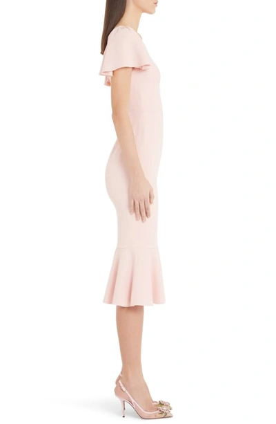 Shop Dolce & Gabbana Flutter Sleeve Midi Sheath Dress In Pink