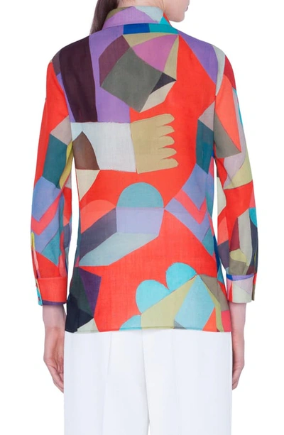 Shop Akris Indian Summer Print Wool Crepe Tunic In Multicolor