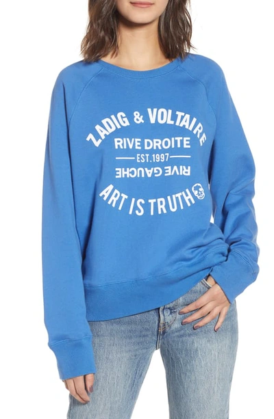 Zadig & Voltaire Rive Droite Rive Gauche Cotton-jersey Sweatshirt In Bleu  Marguerite | ModeSens