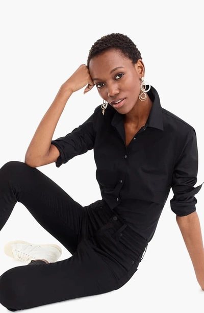 Shop Jcrew Perfect Curvy Slim Stretch Shirt In Black