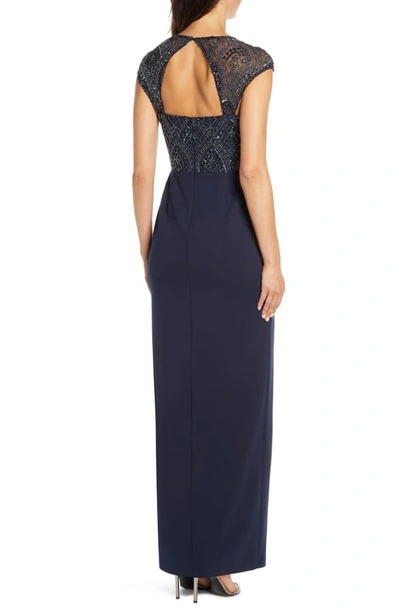 Shop Adrianna Papell Beaded Bodice Evening Gown In Midnight