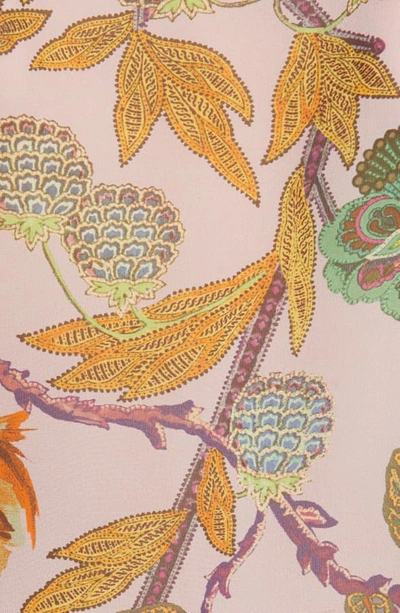 Shop Etro Pastel Floral Print Silk Poncho In Purple