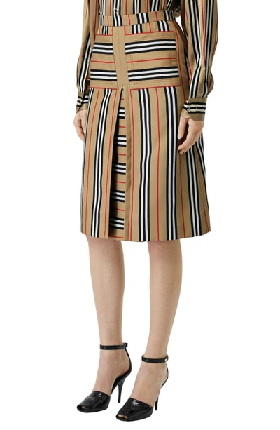 Shop Burberry Arisa Icon Stripe Skirt In Archive Beige