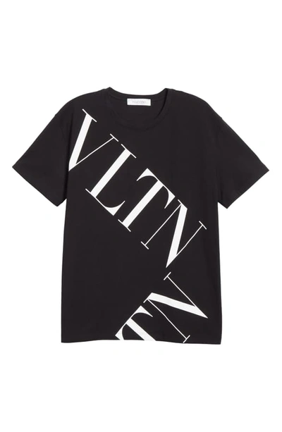 Shop Valentino Vltn Logo Oversize Graphic Tee In 0ni-black/ White